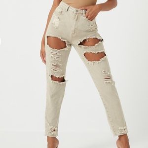 Missguided Ripped High Rise Mom Jean